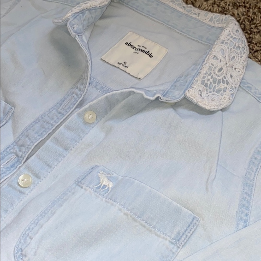 Light Blue Button Down w/ Collar Detail